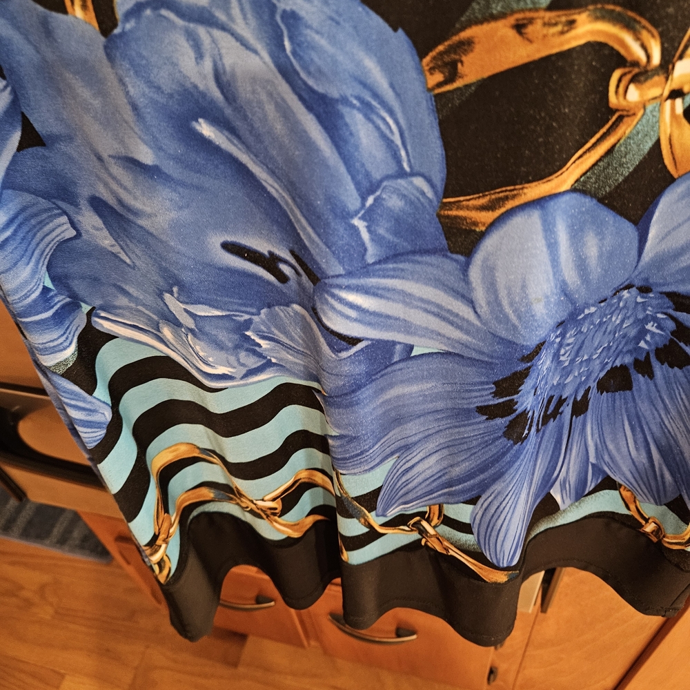 Bali Women's Top with Blue Floral and Animal Print - Picture 3 of 4